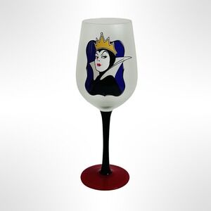 Disney Evil Queen Snow White Frosted Wine Glass Goblet Villains Theme 9"